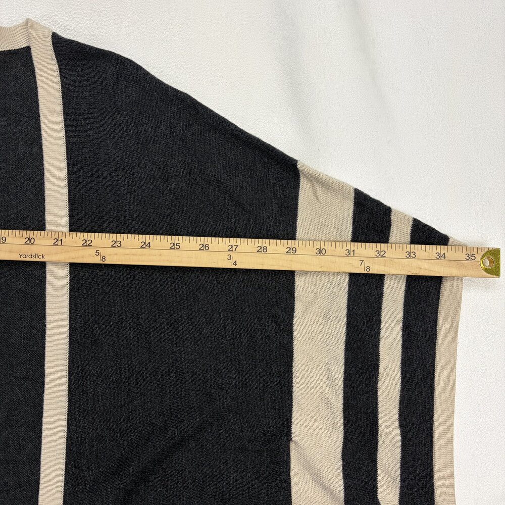 August Moon Open-Front Striped Knit Poncho Cardigan M # - Picture 7 of 9